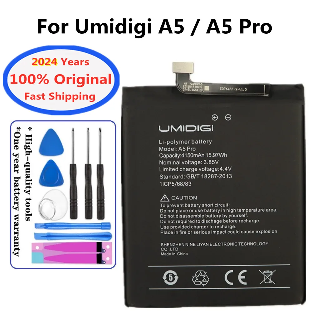 

2024 год, высокое качество, оригинальный аккумулятор для UMI Umidigi A5 Pro A5Pro 4150 мАч, аккумулятор и инструменты