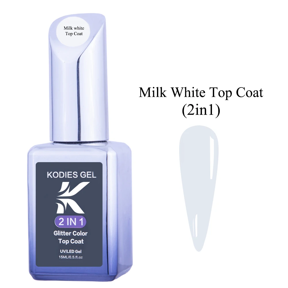KODIES GEL Milky White Top Coat UV Gel Nail Polish Translucent Jelly Gel Finish No Sticky Brillant Semi Permanent Vernis Topcoat 6