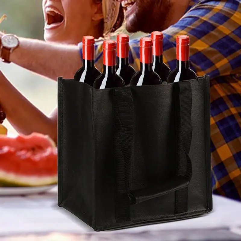 Wine Totes And Carriers Reusable Wine Carrier Bag For Travel Secure Wine Carrying Bag For Travel Wine Bags Sturdy For 6-Bottle
