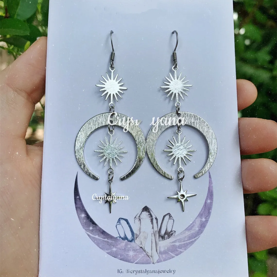 

Gift for Her,Celestial Crescent Moon Luna Dangle Drop Boho Earrings,Whimsical Magical Ethereal Jewelry