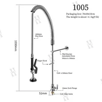 Pre Rinse Sprayer ก๊อกน้ําห้องครัวเชิงพาณิชย์อุตสาหกรรม Pre Rinse ฤดูใบไม้ผลิก๊อกน้ําแบบดึงลง Sprayer Kitchen multi-function de 6