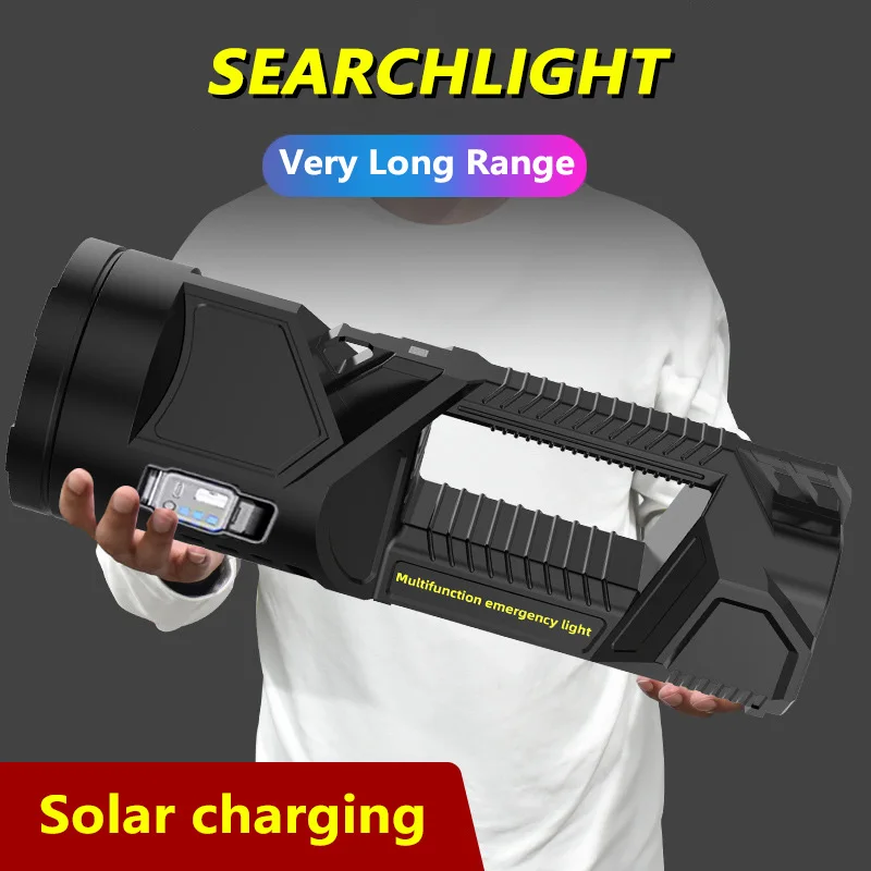 XHP70 Solar LED Searchlight Outdoor Multifunction Work Light Powerful LED Flashlight Long Range USB Rechargeable Camping Lantern led flashlight camping lamp led work light camping lights work light