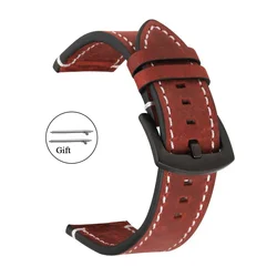Genuine Retro Calf Leather Watchband Strap - Premium Sport Belt for 22mm (Red)