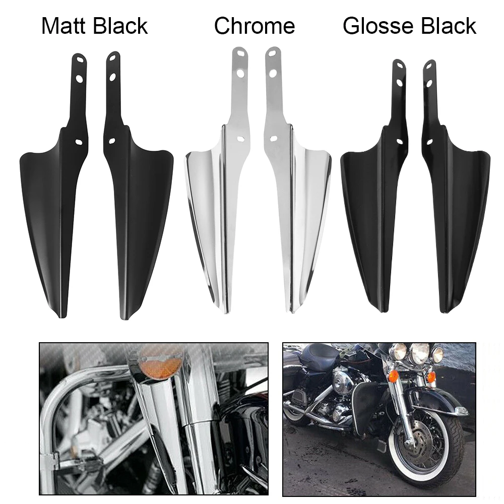 MotorcycleChromeForkMountWindDeflectorsForHarleyTouringRoad
