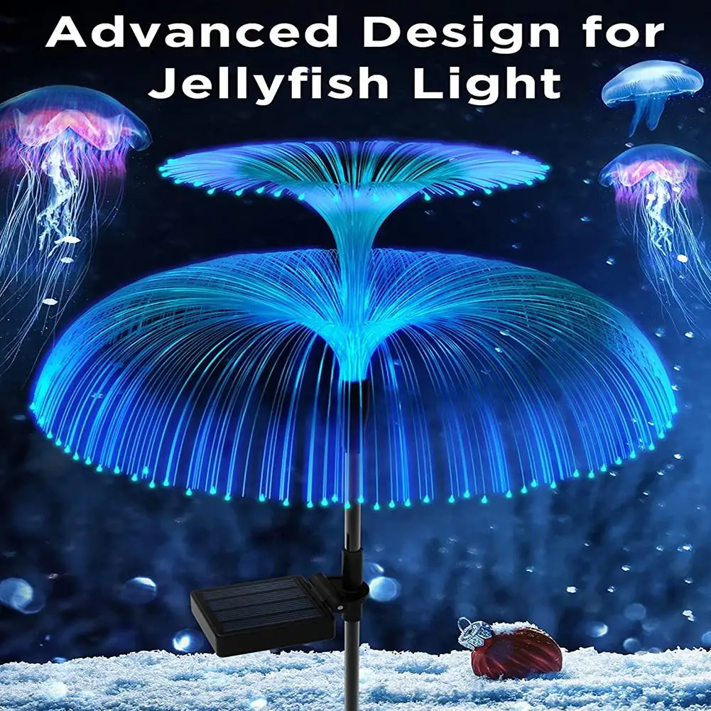 Solar Jellyfish Light 7 Colors Changing Outdoor Waterproof Garden Lights Led Fiber  Lamps For Lawn Patio