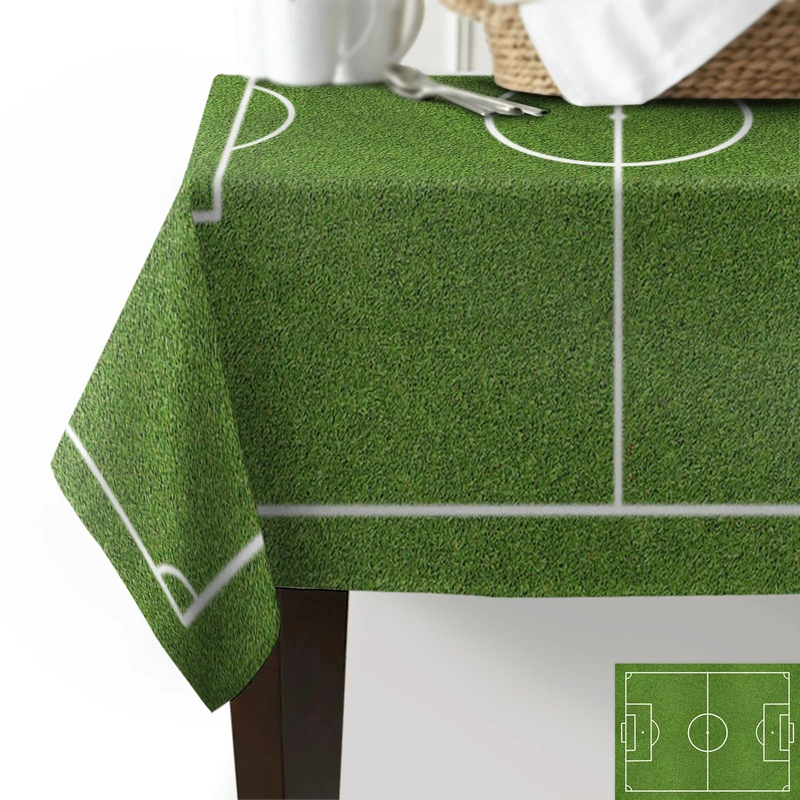 Soccer Balls Football Field Rectangular Tablecloth Table Decor Waterproof Table Cover for Kitchen Party Wedding Decorative 3