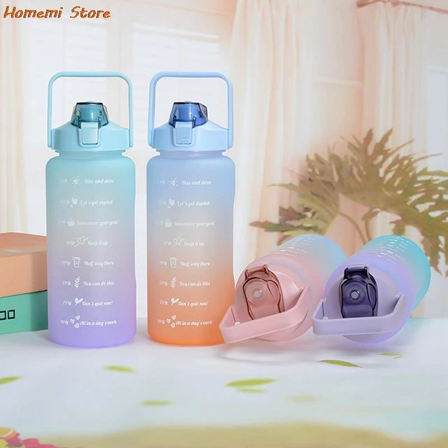 2L Large Capacity Sport Water Bottle Portable Cute Water Bottles For  Outdoor Indoor Gradient Frosted Dual