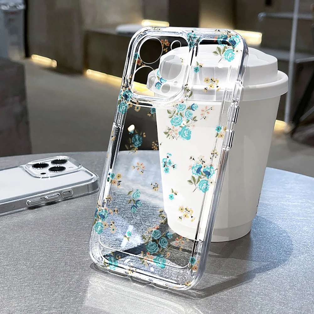 Floral Shockproof Transparent Silicone Phone Case
