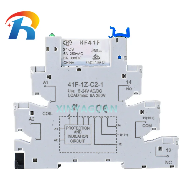 LED     , 41F-1Z-C2-1 + HF41F 24-ZS 12-Z 5-ZS 5V 12V 24V ZST 6A 250V 1CO  SSR , 1 