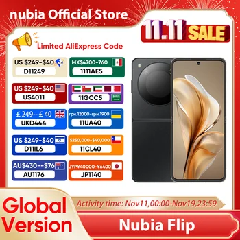 Nubia Flip 5G Global Version Foldable Design Smartphone Android 6.9" 120Hz OLED Folded Screen 50MP AI Dual Camera 33W Charging