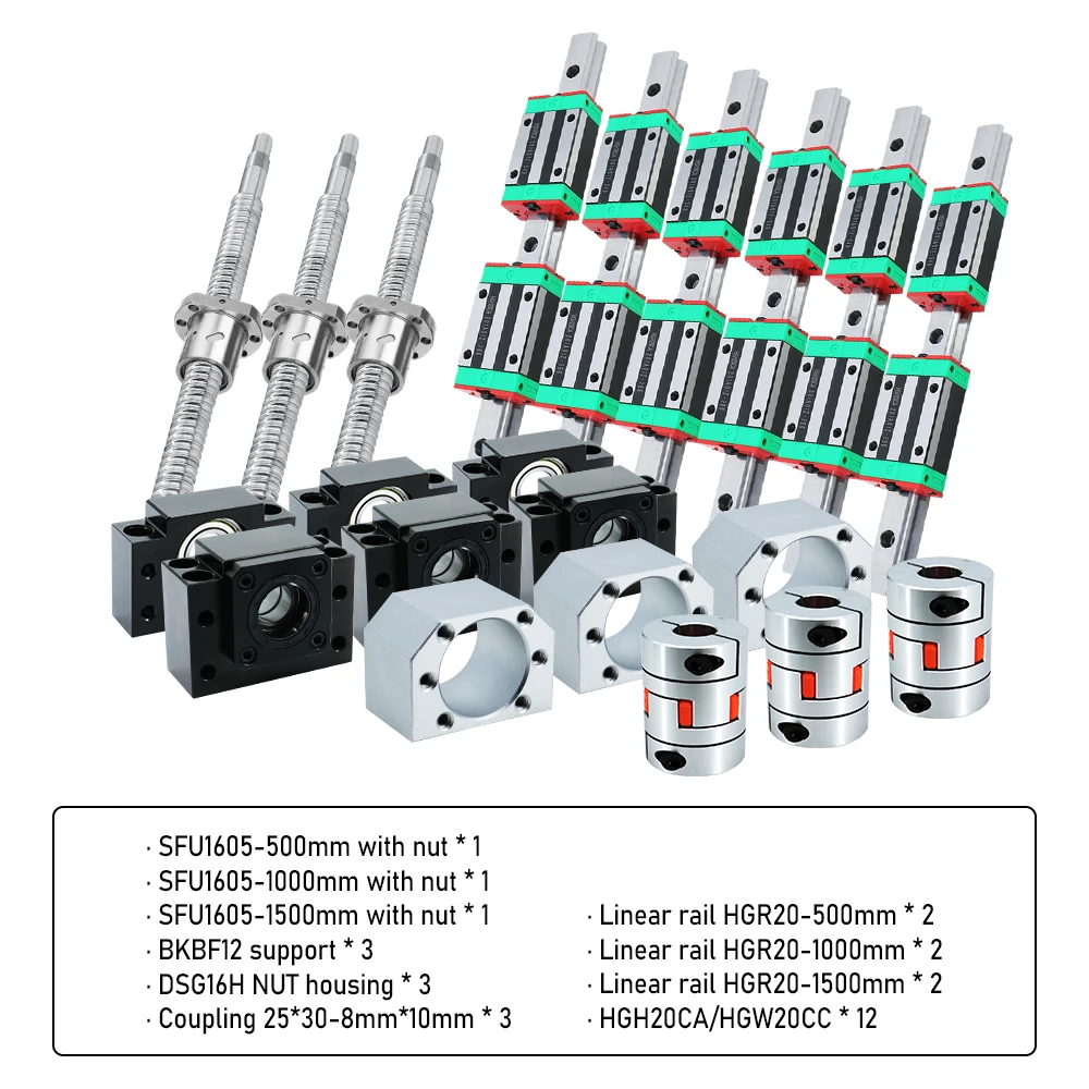 Set Guide Lineari Per CNC - Include Binari HGR20 1500 Mm, Blocchi, Vite A Sfera SFU1605 E Accessori | Per Macchine Utensili - Foto 5