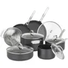 12pc Hard Anodized Nonstick Cookware Set w/Glass Lids (Set Includes: 10" Fry, 12" Fry w/Lid, 2 Qt Sauce w/Lid, 3 Qt Sauce w/Lid 1
