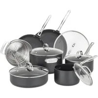 12pc Hard Anodized Nonstick Cookware Set w/Glass Lids (Set Includes: 10" Fry, 12" Fry w/Lid, 2 Qt Sauce w/Lid, 3 Qt Sauce w/Lid 1