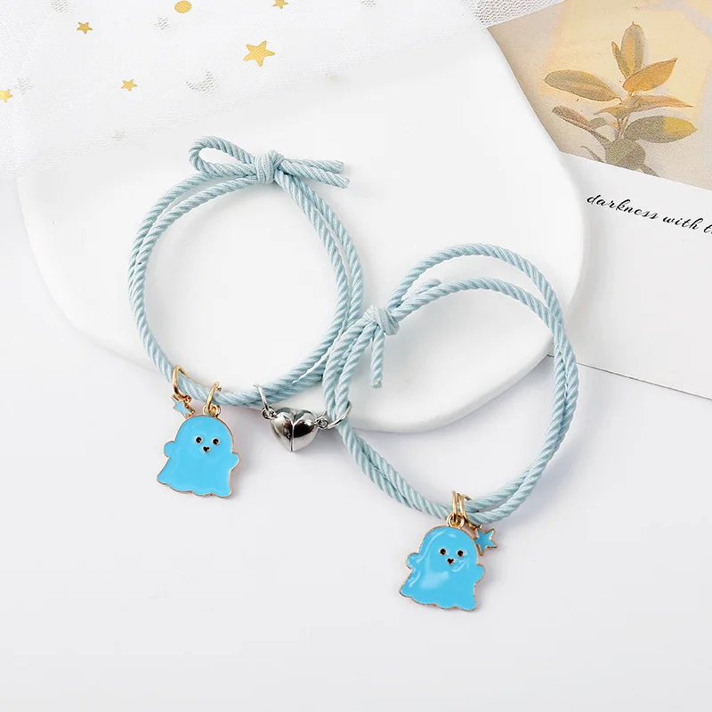 Cheap Paired Bracelets Cute Halloween Ghost Black White Devil Pendant  Bracelet Lovers Friends Couple Bracelet Party Women Jewelry Gift