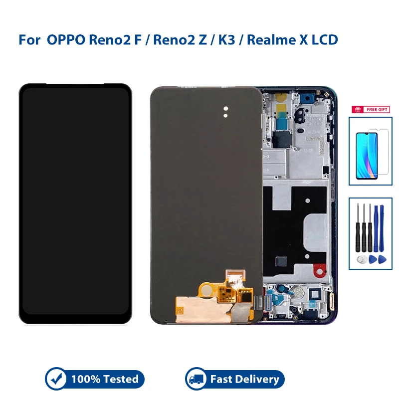 

New LCD For Oppo Reno2 Z Reno 2Z 2 Z LCD K3 Realme X Display Screen Touch Panel Digitizer Assembly For OPPO Reno 2 F LCD Replace