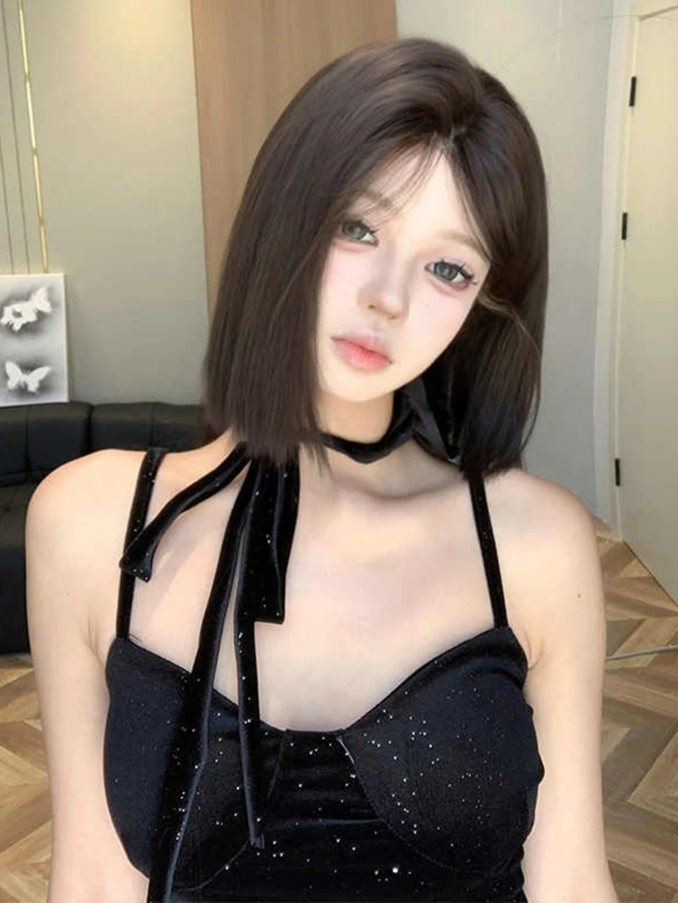 Synthetic Brown Black Heat Resistant Daily Use Women Wig