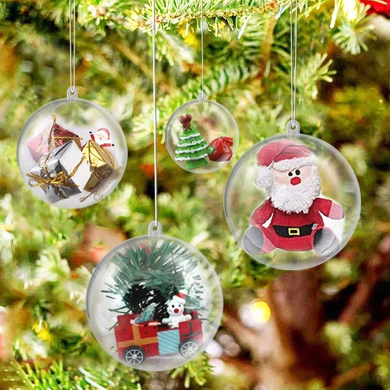 Clear Baubles 32PCS Christas Tree Decorations DIY Acrylic Balls 4c 5c 6c Fillable Clear