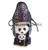 Bling Rhinestone Round Toe Women Pumps Shoes Strange With Panda High Heels 9.5CM Lace Up Design Marry Jane Shoes 5