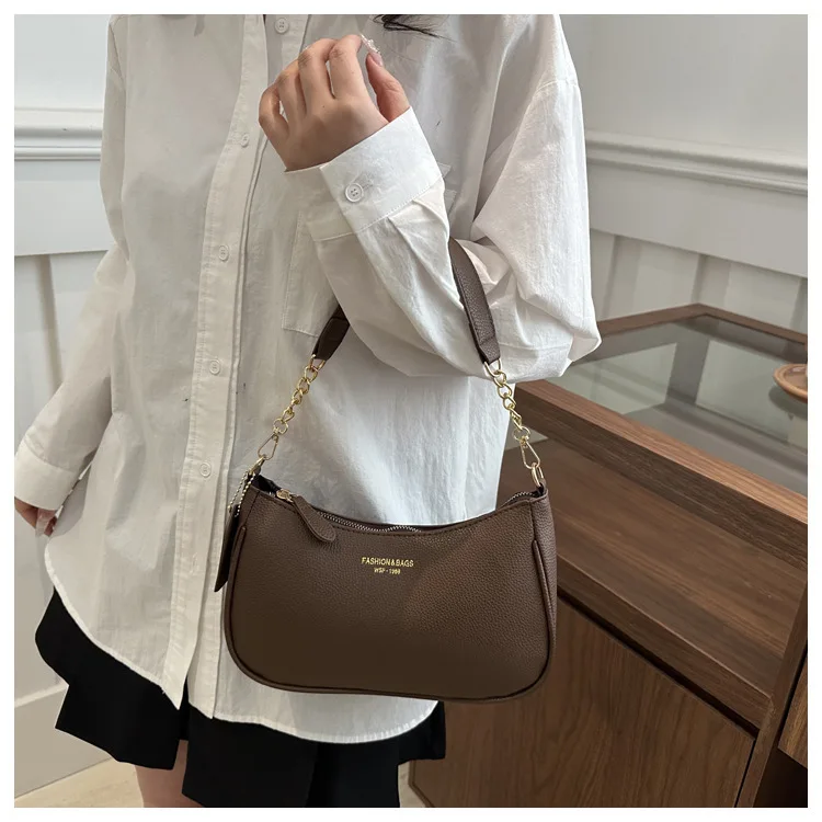 Fashion Classic Letter Graphic Design Solid Color PU Leather Crescent Y2K Underarm Shoulder Bags for Women's Tote Crossbody Bags