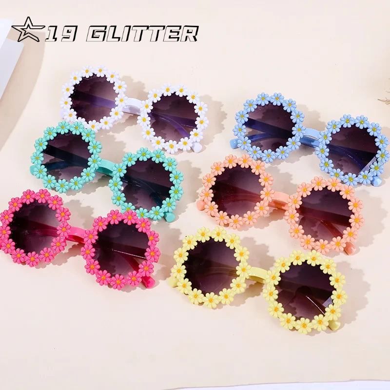 Children Sunglasses Summer Cute Acrylic Flower Outdoor Sun Protection Baby Girls Classic Kids Boy UV400