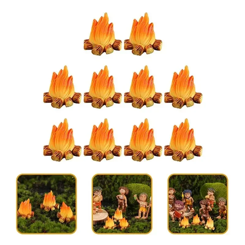 Resin Bonfire Model Miniature Decoration Campfire Toy Artificial Bonfire Resin Craft Ornament Campfire Miniature