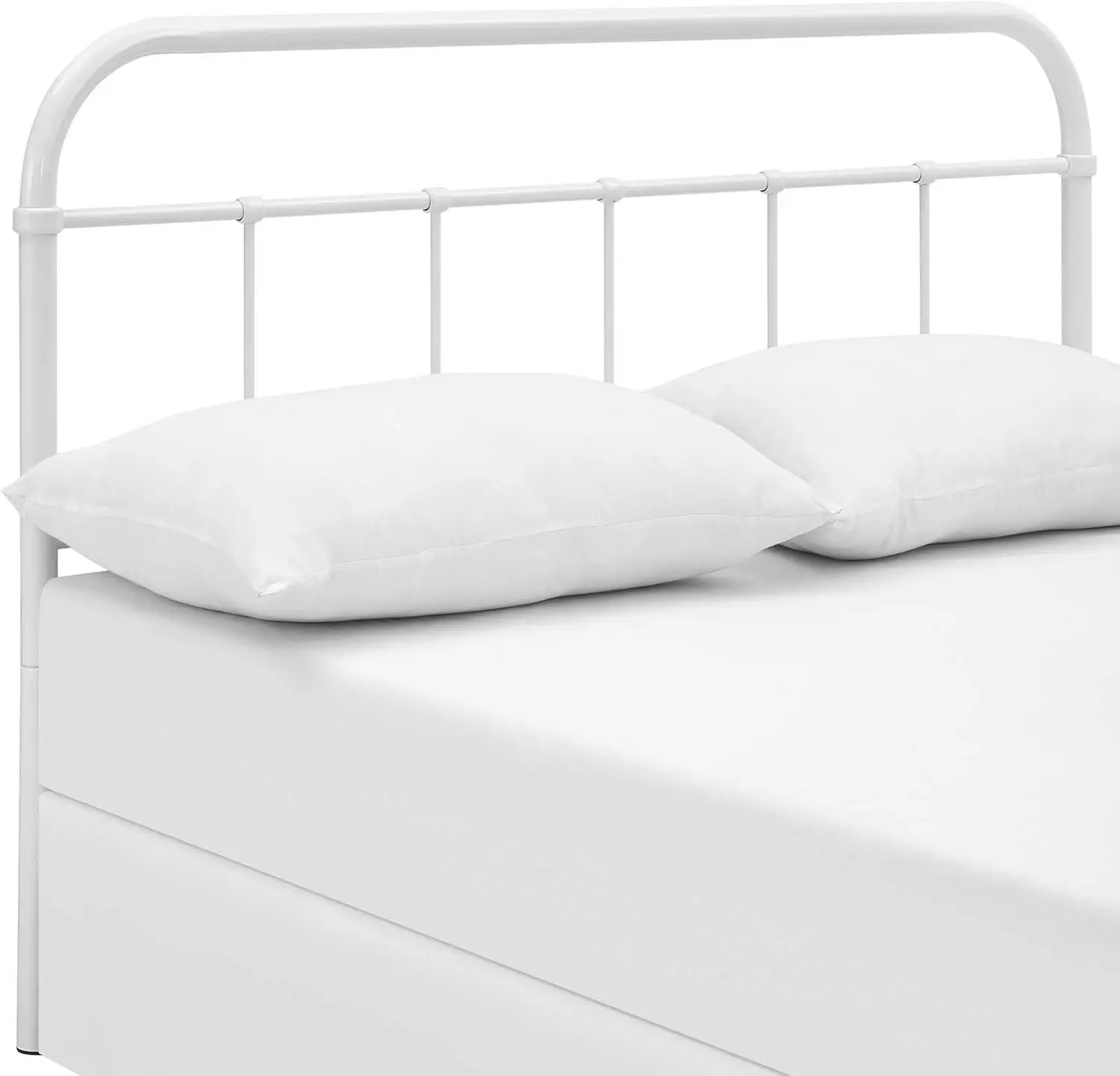 Serena Rustic Farmhouse Style Steel Metal King Headboard Size in White