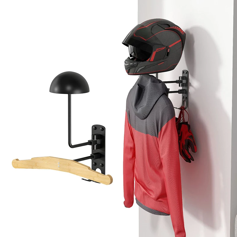 

1PC Wooden Helmet Rack Wall Mount Motorcycle Helmet Holder Bicycle Helmet Display Hanger With Hooks