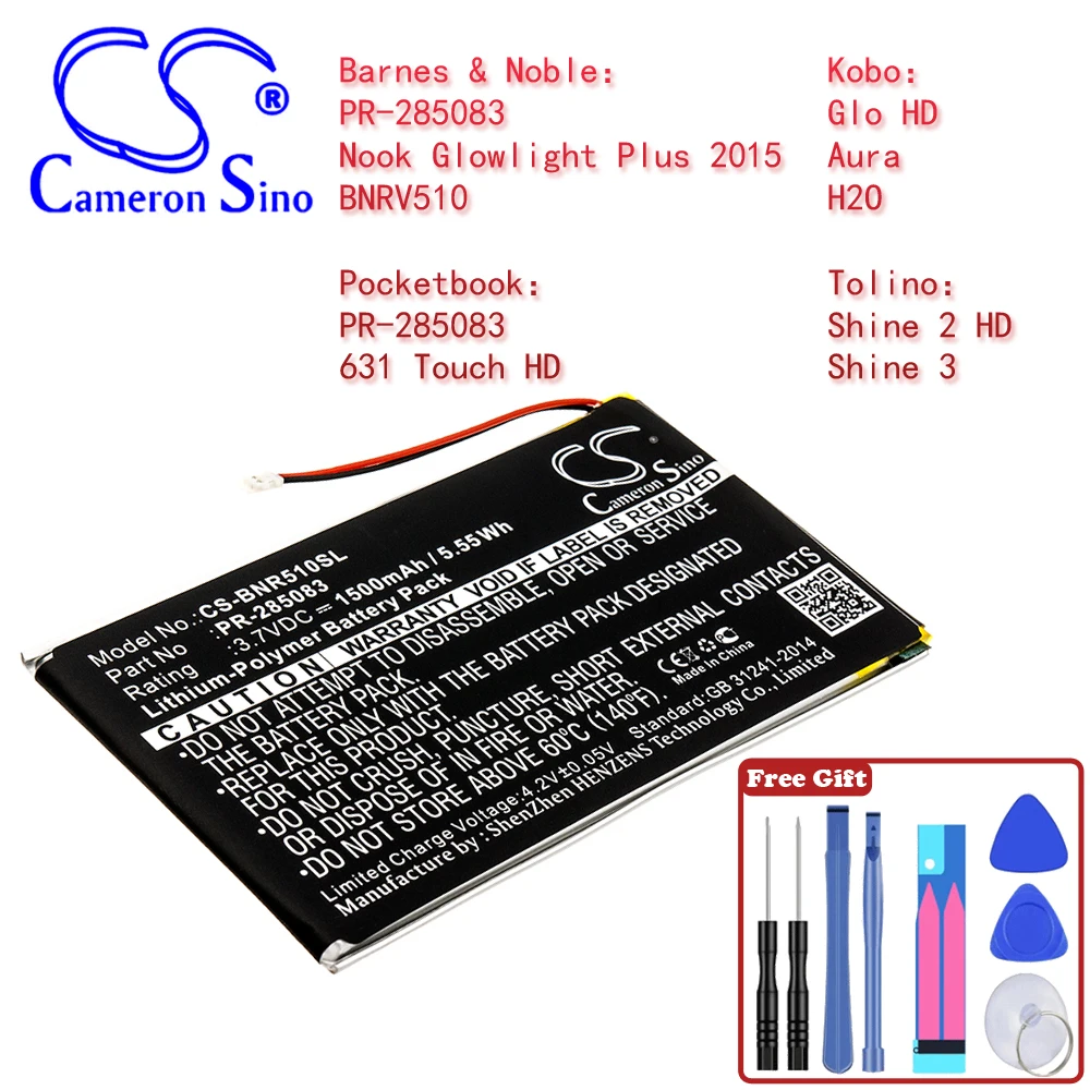 E-Book, E-Reader 1500Mah / 5.55Wh Batteria Per Kobo Glo Hd Aura H2O Pocketbook 631 Touch Hd Tolino Shine 2 Hd Shine 3