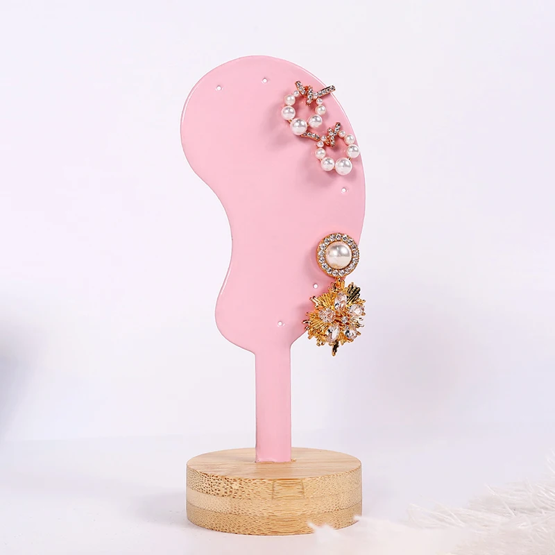 Wood Portable Earring Display Stand Jewelry Rack Ear Shaped Ear Studs Organizer Holder Rack for Earrings Earrings Display Tool 4