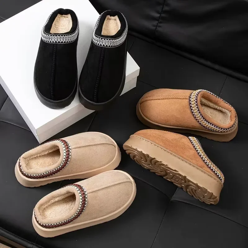 Hot Winter Women Slippers Plush Interior Anti Slip Thick Sole Fashion Embroidered Warm House Shoes for Ladies - 3