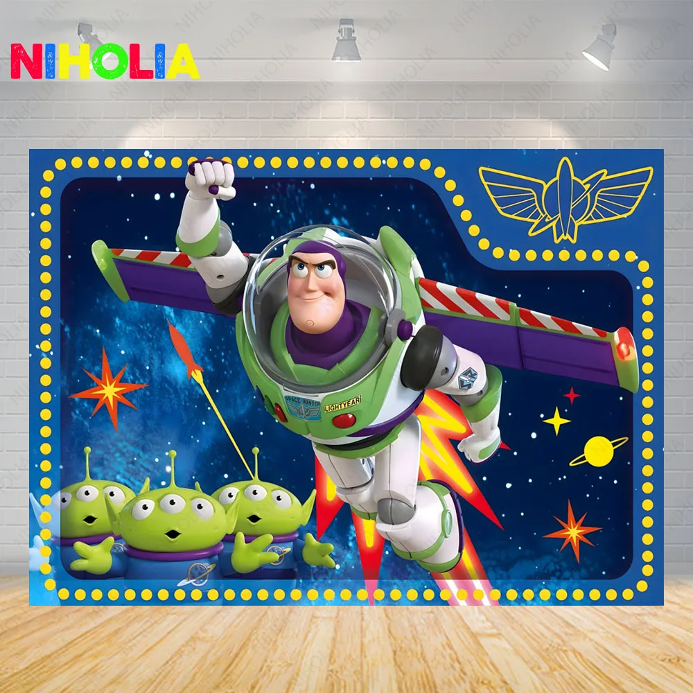 

Disney Toy Story Photography Backdrops Kids Birthday Photo Backdrop Individual Role Background Buzz Lightyear Photo Props