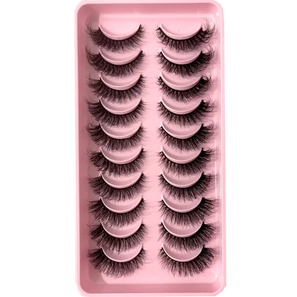 10 Pairs short Eyelashes 3D Mink Lashes False Eyelashes Handmade Wispy Fluffy Long Lashes Natural Eye Makeup Tools Eye Lashes