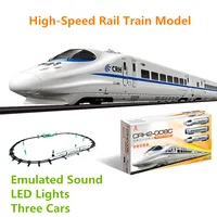 New High-Speed Rail Train Model Three Cars With Emulated Sound Electric Sound Light Train Model Puzzle Children's Toy Boy Gift 1