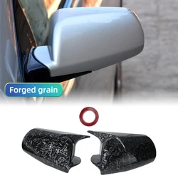 Rearview Mirror Case Cover in Carbon Fiber Pattern or Black Finish (Forged Carbon Look)