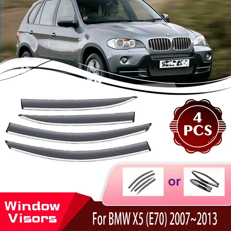 Window Visors For BMW X5 E70 20072013 Rainproof Car Window Wind Sun
