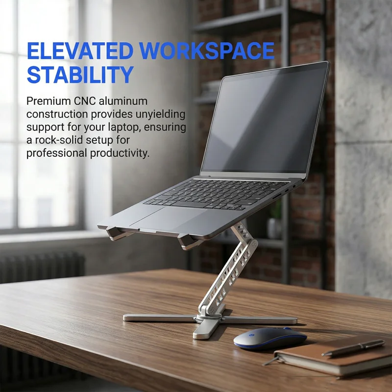 책상용 2-in-1 분리형 노트북 스탠드, 금속 접이식 노트북 라이저 홀더, 휴대..
