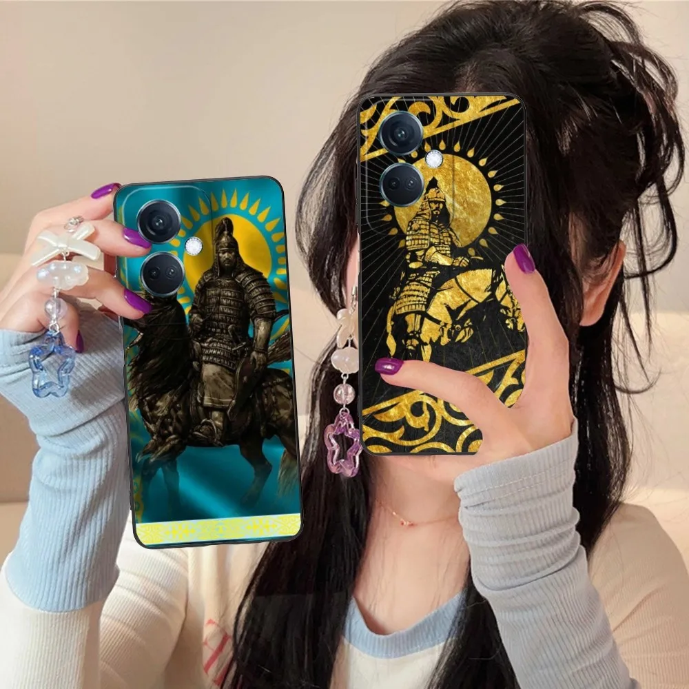 Kazakhstan Flag Mobile Cell Phone Case For Oppo Find X5 X3 X2 A93 Reno 8 7 Pro A74 A72 A53 Black Soft Phone Cover Funda