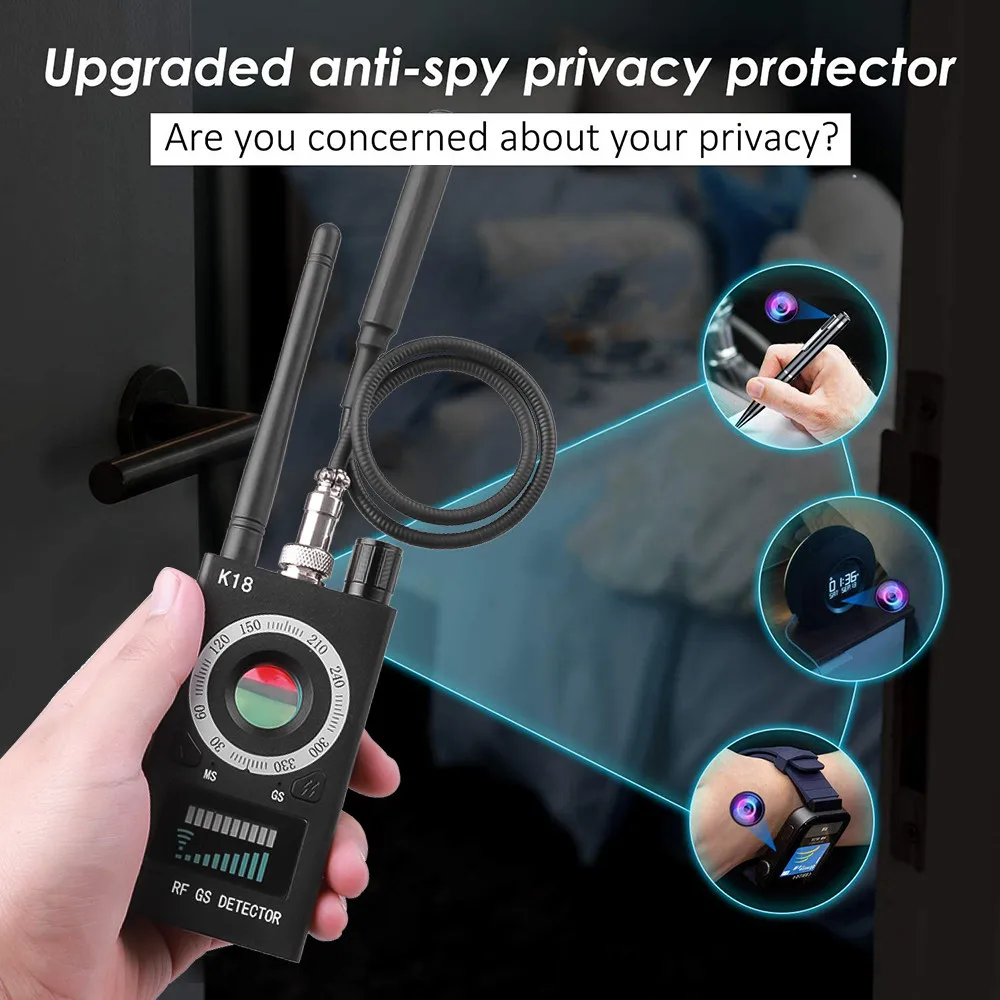 Signal Detector Wireless Detector 1MHz 6.5GHz Multi function Jammer Signal Blocker Anti-spy Camera GSM Audio GPS Signal lens RF Tracker Detect