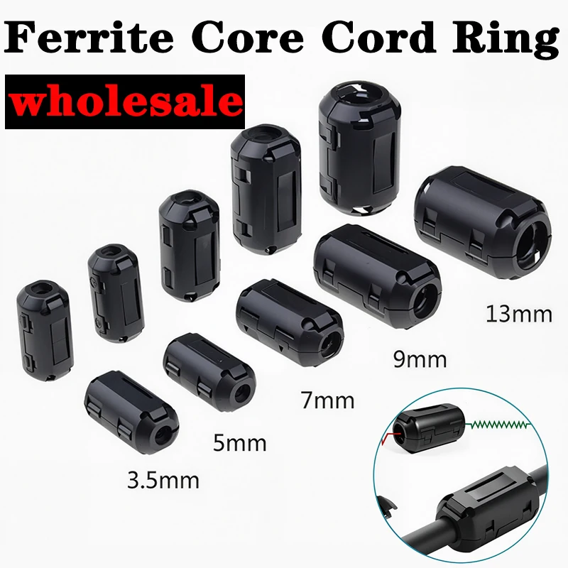 3.5/5/7/9/13/15mm Ferrite Core Cord Ring Durable Noise Suppressor Power Cords & Video Cables Choke Clip Cables Tools 10Pcs