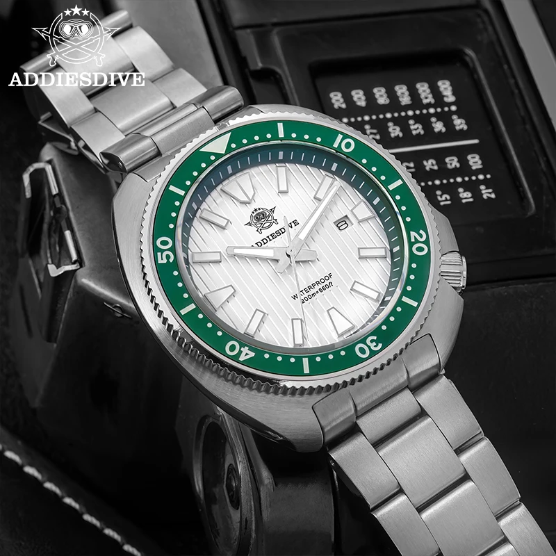 新品　ADDIESDIVE AD2507 ダイバーズ 200m防水 クォーツ ADDIESDIVE AD2507 Men's Diving Watch Ceramic Bezel BGW9