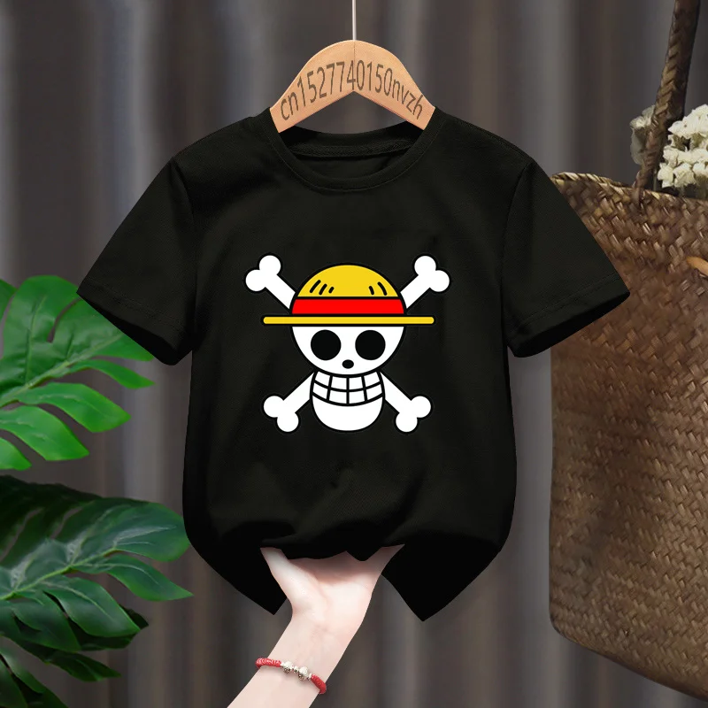 

2022 Anime One Piece Funny Baby Girl T-shirts Kid Children Manga Gift Present Clothes Girl Black Harajuku Kawaii Tops,Drop Ship