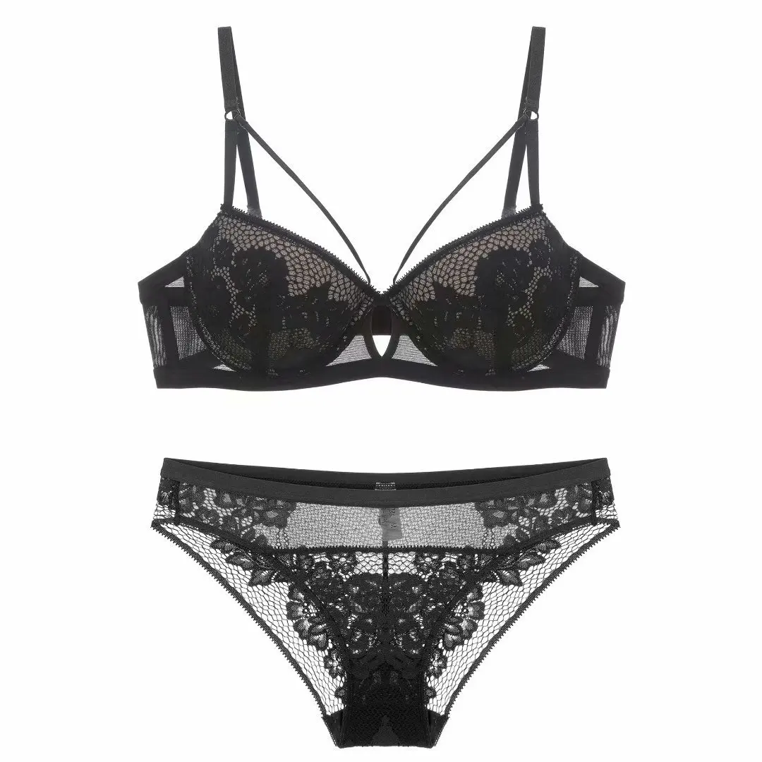 Sexy Lingerie Set Female Two-piece Top Bra Low Waist Panties Suit Lace Push  Up Strappy Underwear For Women With Underwire