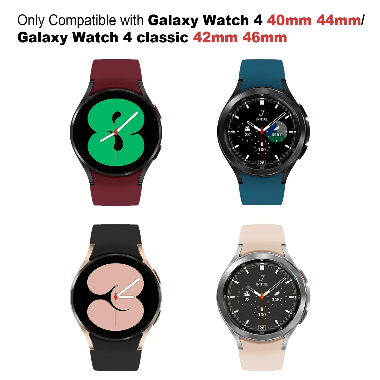 Sport Silicone Strap Band - No Gap Design, 20mm Bracelet