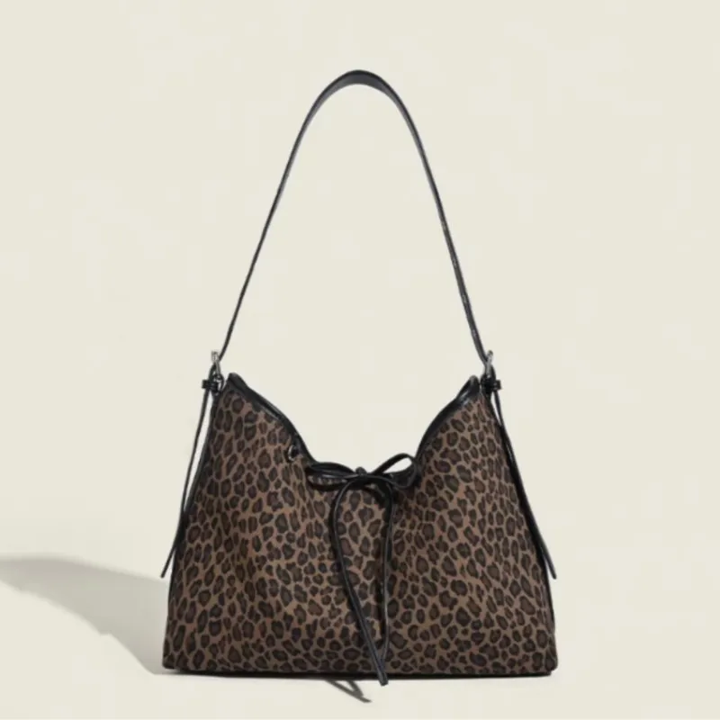 Hot Girl Fashion Leopard Print Tote Bag Women Vintage Large Capacity Underarm Bag Ladies Y2k Commute Shoulder Crossbody Bag 2025