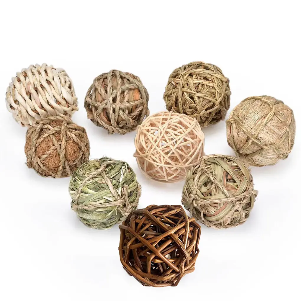 Natural Willow Branch Ball Fun Toy For Small Animals And Birds Joy To Pets Guinea Pig Toys 9PCS pet toys pet bird toy