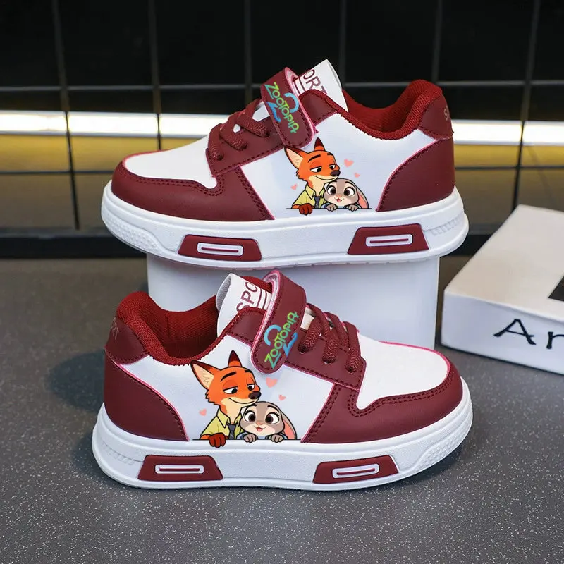 Zootopia Girls Fashion Sneakers Kids Anti-skid Casual Shoes Cartoon Anime Shoes Children's Board Shoes