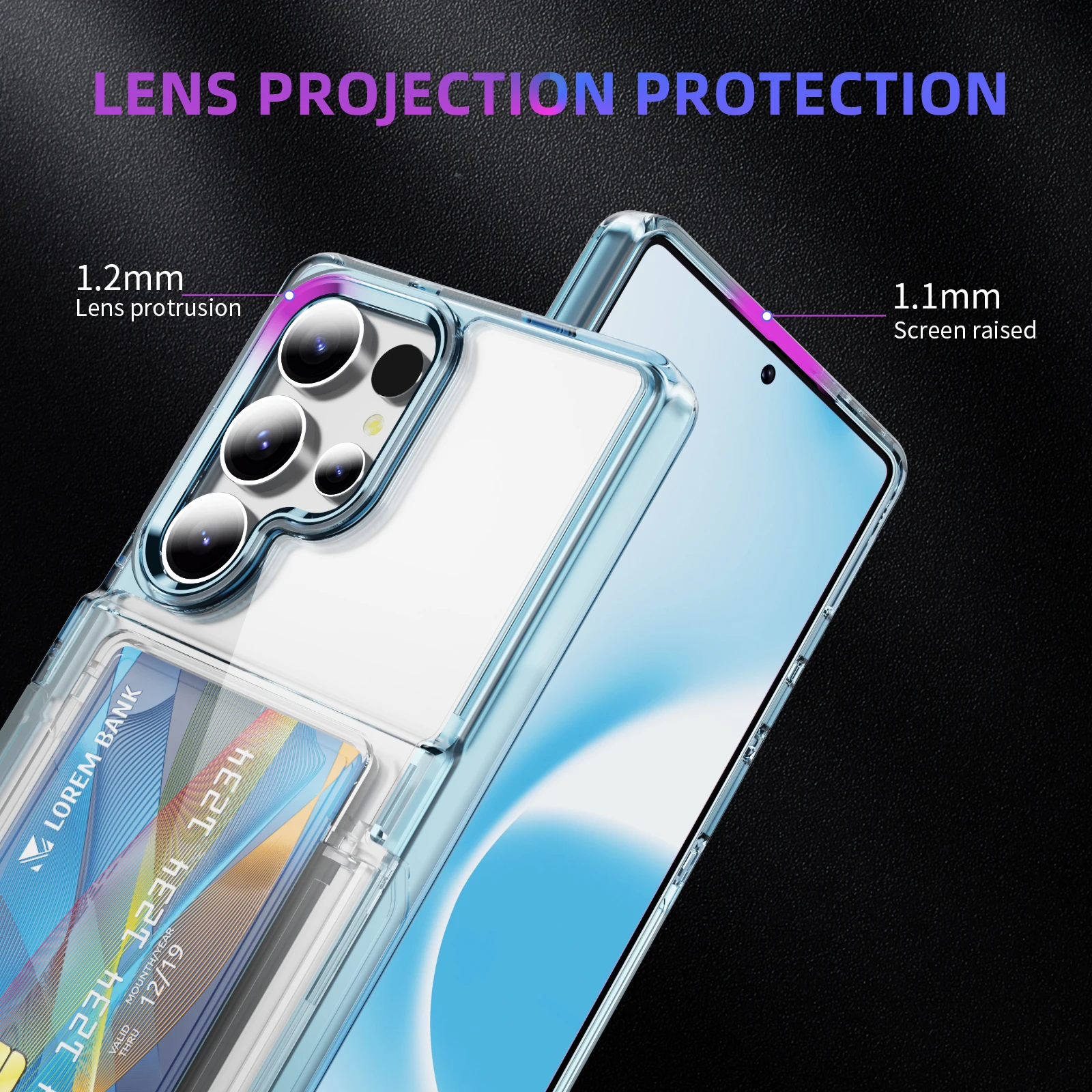 Luxury Transparent Stand Shockproof Phone Case with Card Slot Holder