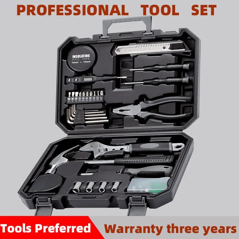 

Complete Tool Kit Woodworking Tools Sets for Home Repair Hand Tool Set with Plastic Tool box Screwdriver Hammer Wrench Toolbox