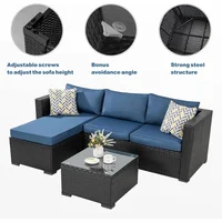 BestsellerBestsellerBestseller5 pieces patio furniture sets, wicker outdoor sectional furniture with glass table and cushions, r 4