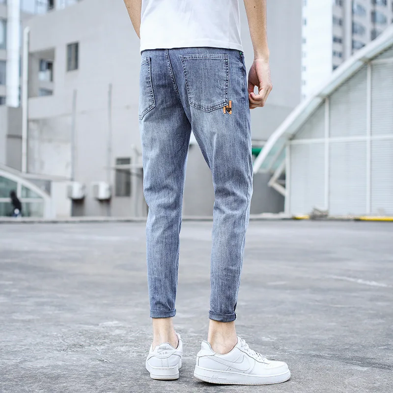 Fashion 2022 Cowboy Denim Jeans Men's Summer Thin Brand Stretch Korean Young Men's Casual Teenagers Pencil Pants With Holes